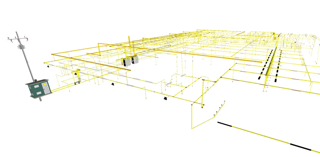 Modelo técnico das instalações elétricas do supermercado de aproximadamente 3.911 m² em Itatinga